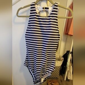 Navy and White Land's End Swimsuit NWT